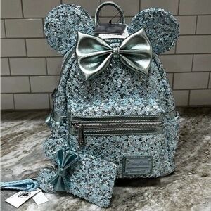 Disney Sparkling Blue Backpack with Bow